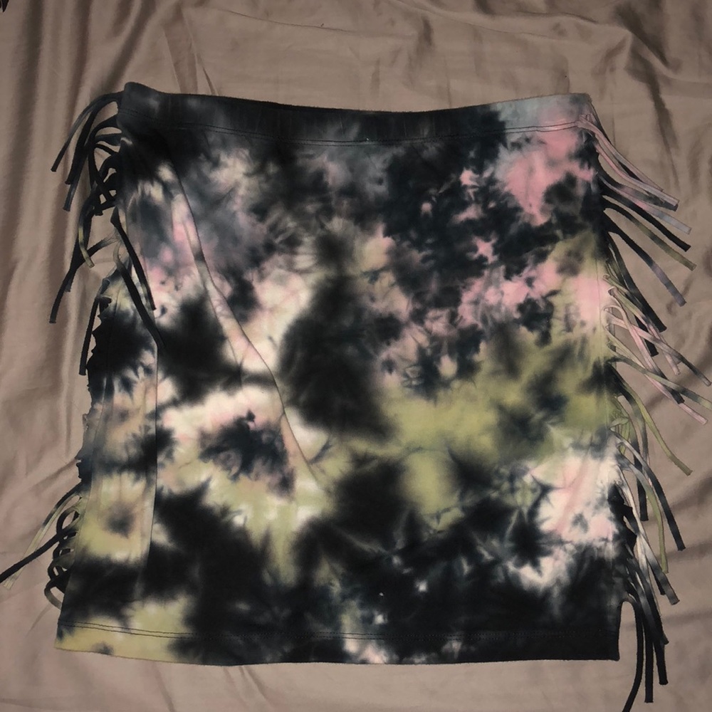 tie dye mini skirt